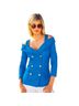 Alexia Admor Solid Blue Gold Blazer Size 6 - photo 1