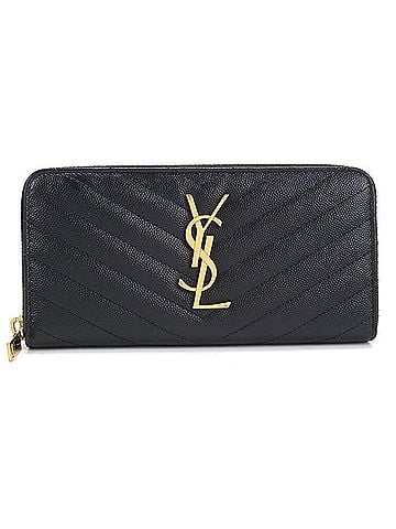 Saint Laurent SAINT LAURENT Saint Laurent Long Wallet, Round Zipper, 358094, Full Zip Monogram, Women's, Black (view 1)