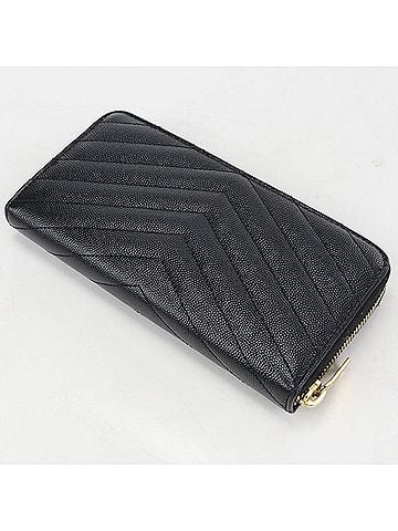 Saint Laurent SAINT LAURENT Saint Laurent Long Wallet, Round Zipper, 358094, Full Zip Monogram, Women's, Black (view 2)