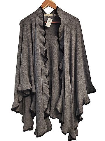 Neiman Marcus Ruffle Wrap Cape Cashmere Cardigan (view 1)