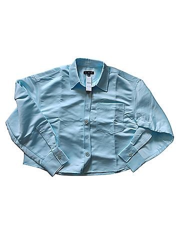 J.Crew Etienne Cropped Button-Up Shirt in Duchesses Satin Short Sleeve Button-Down Shirt (view 1)