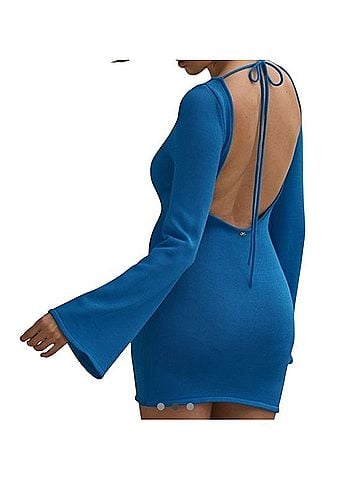 Anthropologie Blue Bell Sleeve Mini Dress Casual Dress (view 2)