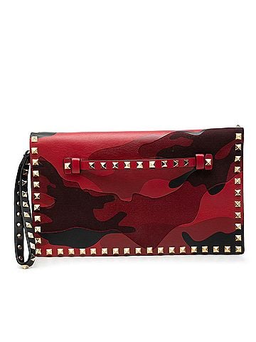 Valentino Canvas and Nappa Camouflage Rockstud Wristlet Clutch (view 1)