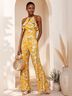 Anthropologie Floral Yellow Jumpsuit Size 10 - photo 4