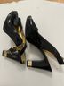 Coach 100% Leather Solid Black Gold Heels Size 7 - photo 3