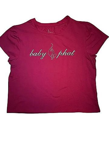 Baby Phat Hot Pink Rhinestone Logo Crop Tee T-Shirt (view 1)