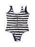 Disturbia Stripes Black White Purple One Piece Swimsuit Size 6 - photo 1