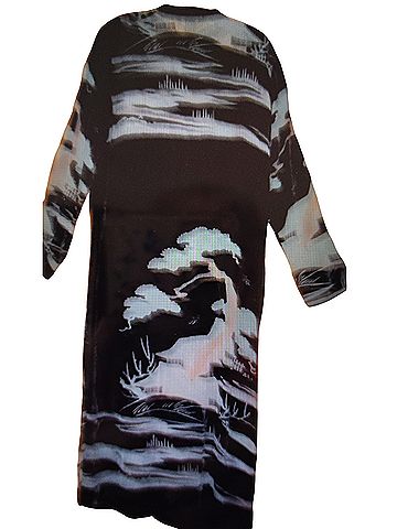 Citron Mandarin Velvet burnout duster Long Sleeve Silk Top (view 2)
