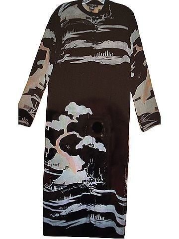 Citron Mandarin Velvet burnout duster Long Sleeve Silk Top (view 1)