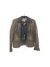 Cache 100% Leather Floral Brown Faux Leather Jacket Size 6 - photo 1