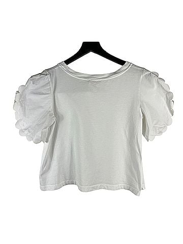 See By Chloé Cloud Dancer Scallop Sleeve Tee Short Sleeve Blouse (view 2)