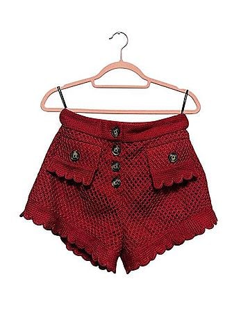 Self-Portrait Crochet Scallop Hem Knit Shorts Shorts (view 1)