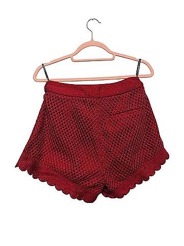 Self-Portrait Crochet Scallop Hem Knit Shorts Shorts (view 2)