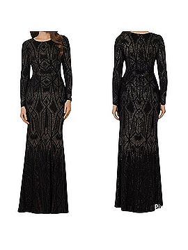 Betsy & Adam Geo-Glitter Gown Cocktail Dress (view 1)
