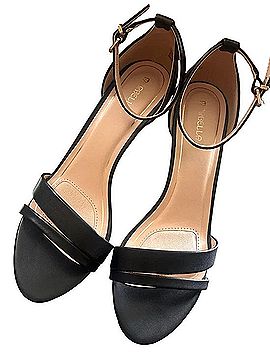 Marbella Black Strappy Ankle Strap Heels with Flex Technology Heels (view 1)