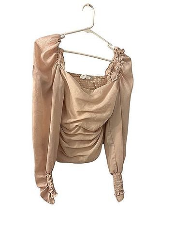 Astr Rouched Long Sleeve Square Neck Top Long Sleeve T-Shirt (view 1)