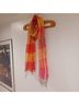 J.Jill 100% Cotton Plaid Pink Orange Yellow Scarf One size - photo 6