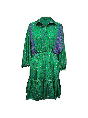 Sandro Sandro Printed Mini Shirt Dress in Multicolor Polyester (view 1)