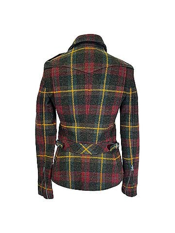 Ralph Lauren Ralph Lauren Tartan Plaid Biker Jacket in Multicolor Wool (view 2)