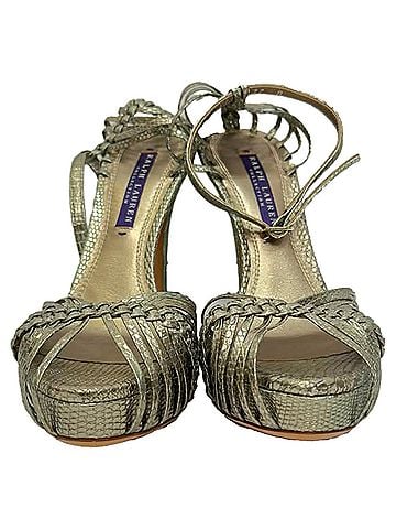 Ralph Lauren Ralph Lauren Collection Strappy Sandals in Gold Leather (view 2)
