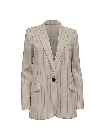 Vanessa Bruno Vanessa Bruno Tilia Striped Single-Button Blazer in Ecru Linen (view 1)