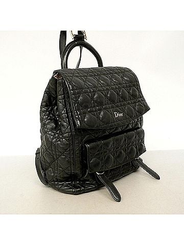 Christian Dior Christian Dior Backpack/Daypack, Cannage Leather, Black, Women's (view 2)
