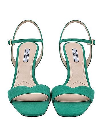 Prada Prada Ankle Strap Sandal Heels in Green Suede (view 2)