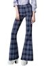 Smythe Cotton Wool Mid Rise Plaid Flare Bell Bottom Dress Pants - photo 1