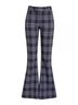 Smythe Cotton Wool Mid Rise Plaid Flare Bell Bottom Dress Pants - photo 4