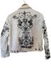 Chico's 100% Cotton Floral White Black Denim Jacket Size M - photo 2