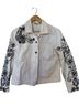 Chico's 100% Cotton Floral White Black Denim Jacket Size M - photo 1