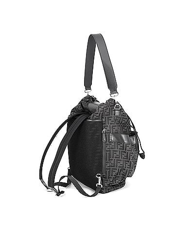 Fendi Fendi drawstring backpack, FF jacquard leather, 7VZ056, FENDI black, handbag, (view 2)