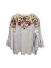 Luii 100% Cotton Floral Blue White Jacket Size L - photo 2
