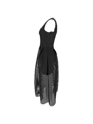 Maje Maje Rire Mesh Stripe Midi Dress in Black Polyester (view 2)