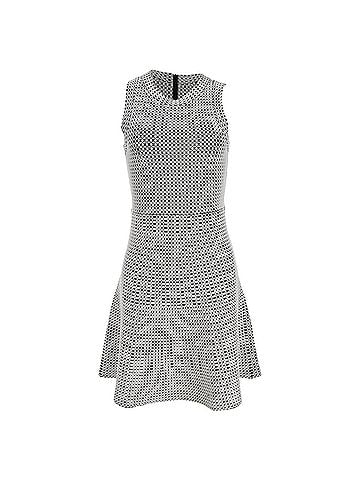 Michael Kors Michael Kors Textured Flared Dress in White and Black Cotton (view 1)