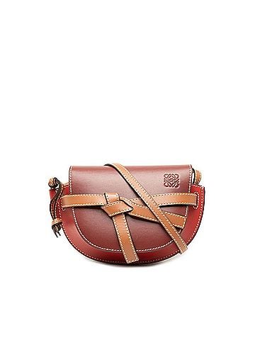 Loewe Loewe Gate Mini Crossbody Shoulder Bag, Red/Brown Leather, Women's. (view 1)