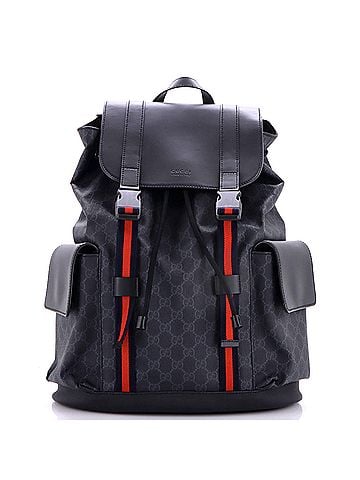 Gucci Double Pocket Buckle Backpack GG Coated Canvas Large (view 1)