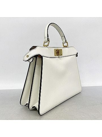 Fendi Fendi Peekaboo I.U Leather Handbag, White, Women's (view 2)