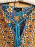 Tolani 100% Silk Floral Blue Orange Yellow Blouse Size S - photo 3
