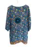 Tolani 100% Silk Floral Blue Orange Yellow Blouse Size S - photo 2