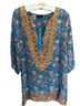 Tolani 100% Silk Floral Blue Orange Yellow Blouse Size S - photo 1