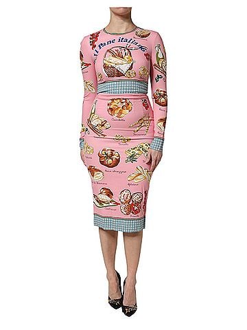 Dolce & Gabbana Pink Pastry Print Bodycon Sheath Midi Women's Dress (view 1)