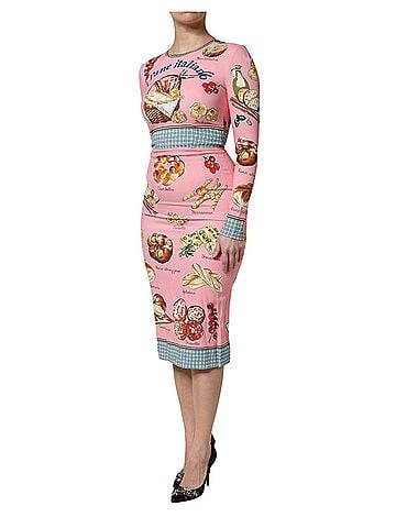 Dolce & Gabbana Pink Pastry Print Bodycon Sheath Midi Women's Dress (view 2)