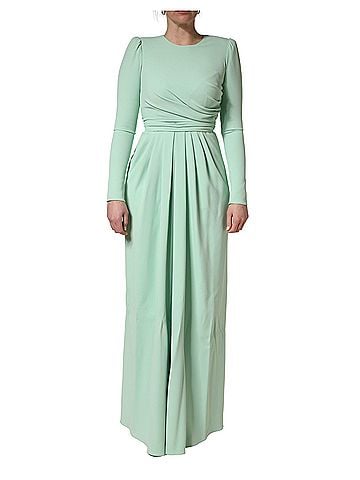 Dolce & Gabbana Green Viscose Long Sleeves Long Gown Women's Dress (view 1)