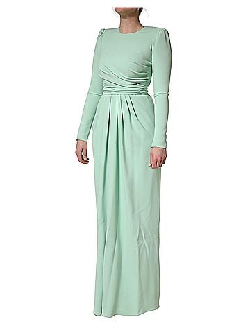 Dolce & Gabbana Green Viscose Long Sleeves Long Gown Women's Dress (view 2)