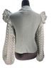 Flat White Green Long Sleeve Blouse Size S - photo 2
