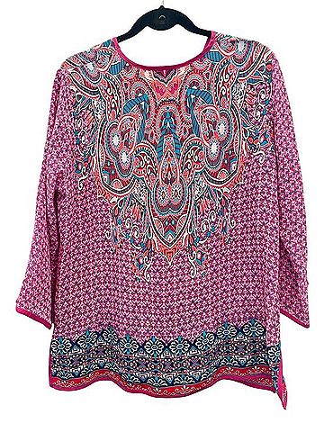 Tolani 3/4 Sleeve Silk Top (view 2)