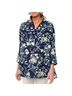 Tuckernuck 100% Polyester Floral Blue Yellow Green 3/4 Sleeve T-Shirt Size XL - photo 2