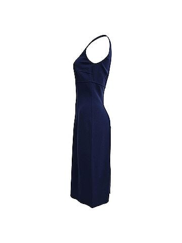 Michael Kors Michael Kors Square-Neck Midi Dress in Navy Blue Wool (view 2)