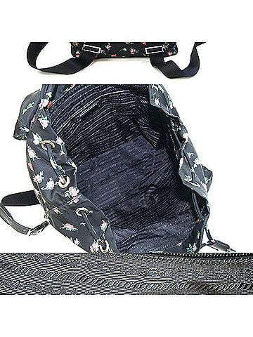 Prada Prada Backpack 1BZ811 Black Pink Nylon Leather Rucksack Floral Pattern Women's PRADA (view 2)